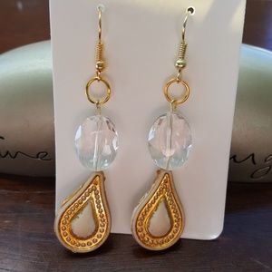 💛Golden/Crystal/Cream/Teardrop Statement Earrings